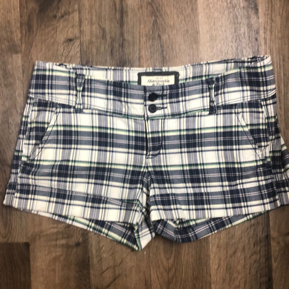 Abercrombie & Fitch Plaid Shorts in Navy, White, Green